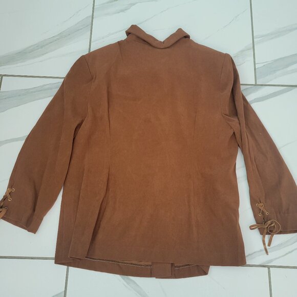 Cottage Core FVintage all Jacket Brown Top/Jacket with tie sleeves Size L - Picture 2 of 6